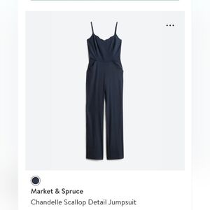 Stitch Fix: Market & Spruce Chandelle Scallop Detail Jumpsuit. Navy, Small, Sm